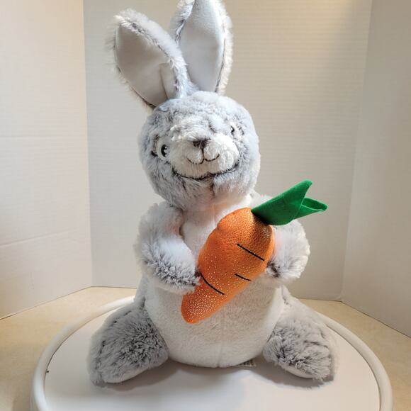Gray Plush Bunny Rabbit 17” Holding Carrot Soft Toy Stuffed Animal Cute Gift - Picture 9 of 16